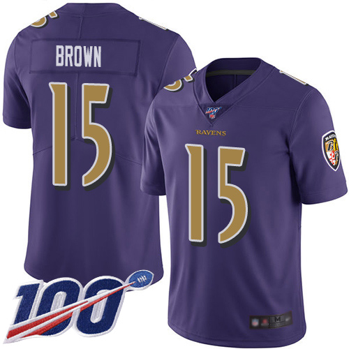 Baltimore Ravens Limited Purple Men Marquise Brown Jersey NFL Football 15 100th Season Rush Vapor Untouchable